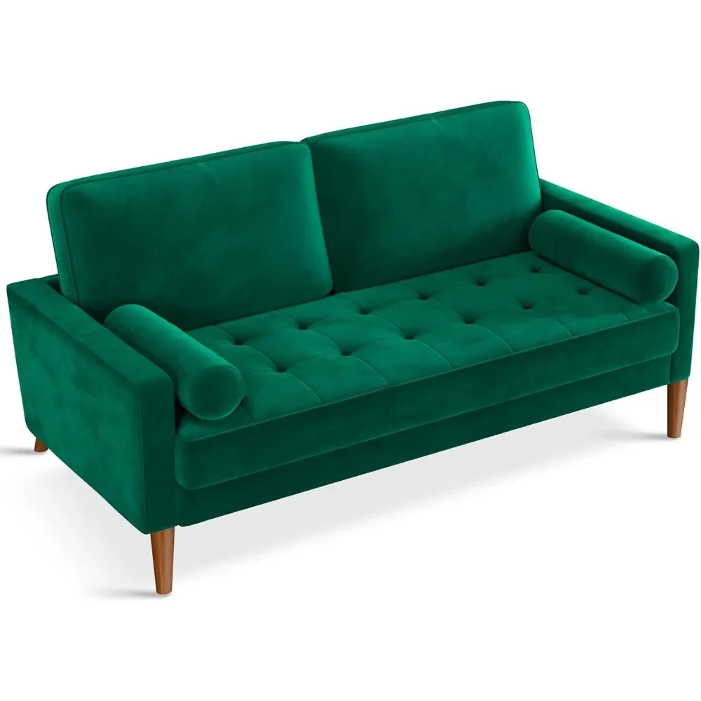 

Loveseat Sofa,Green Velvet Couch Small Couch Love Seat Sofa with Tufted Seat, Mid Century Modern Couch for Living Room