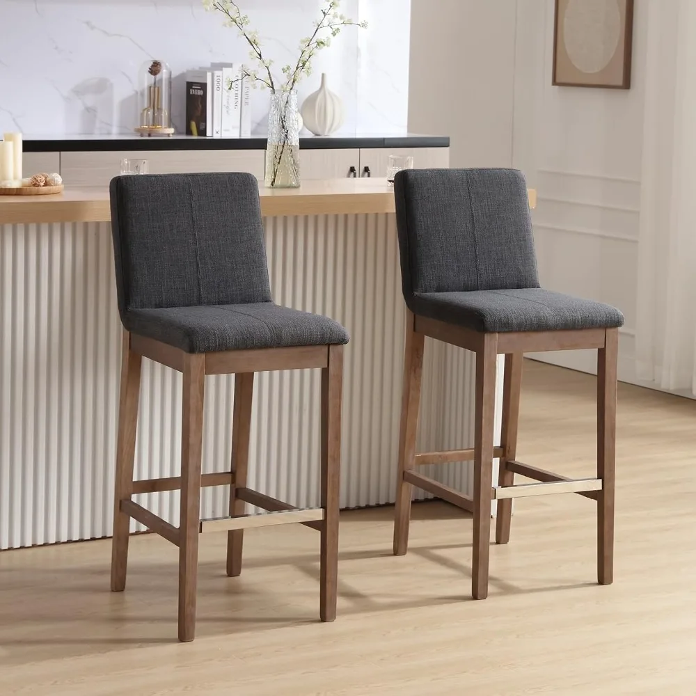 Wood Bar Stools Set of 4, Mid-Century Modern 30