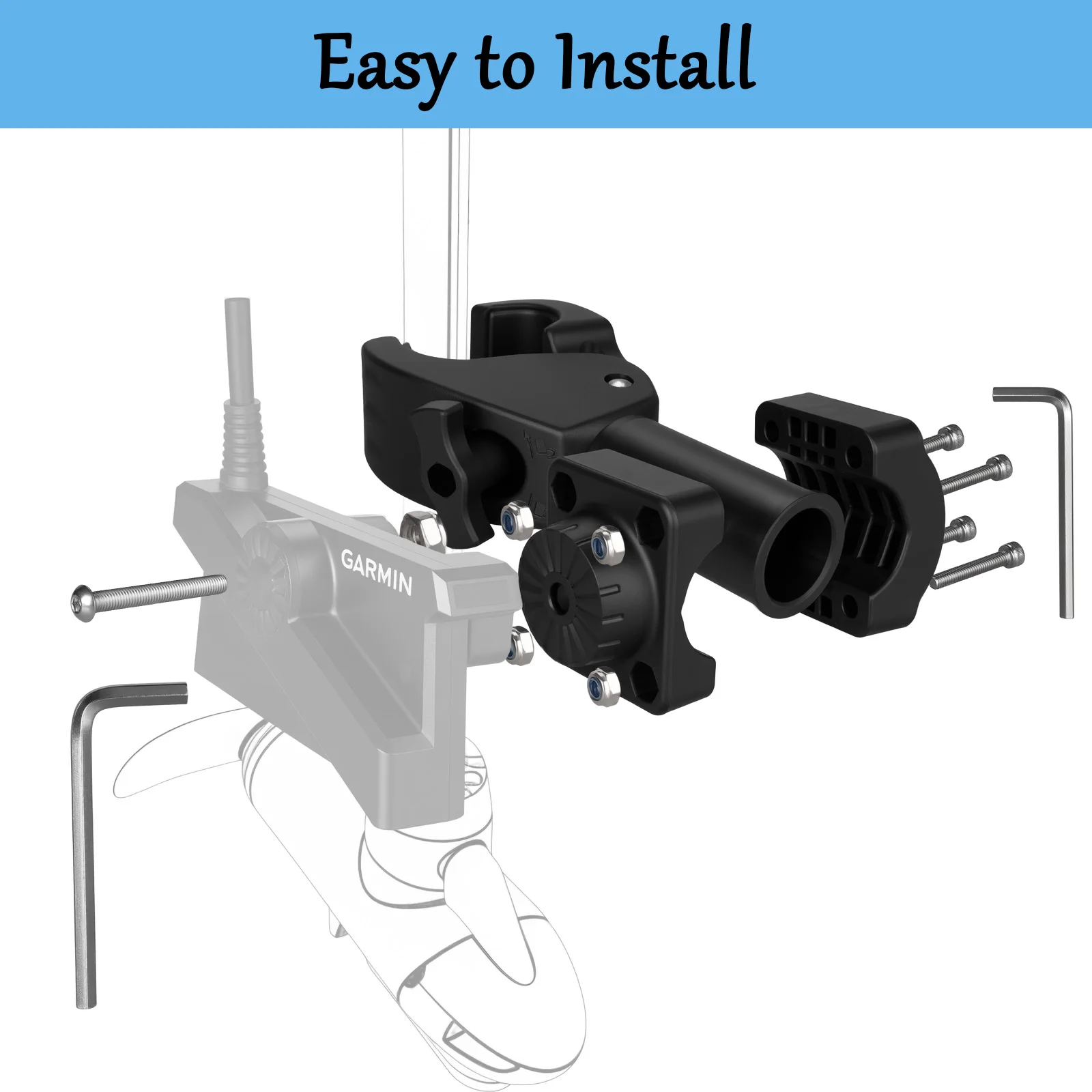 

Large Clamp 0 Degree LiveScope Pole Mount Compatible with LVS34, Multi-Mode Transducer Mount for Pole and Trolling Motor Shaft