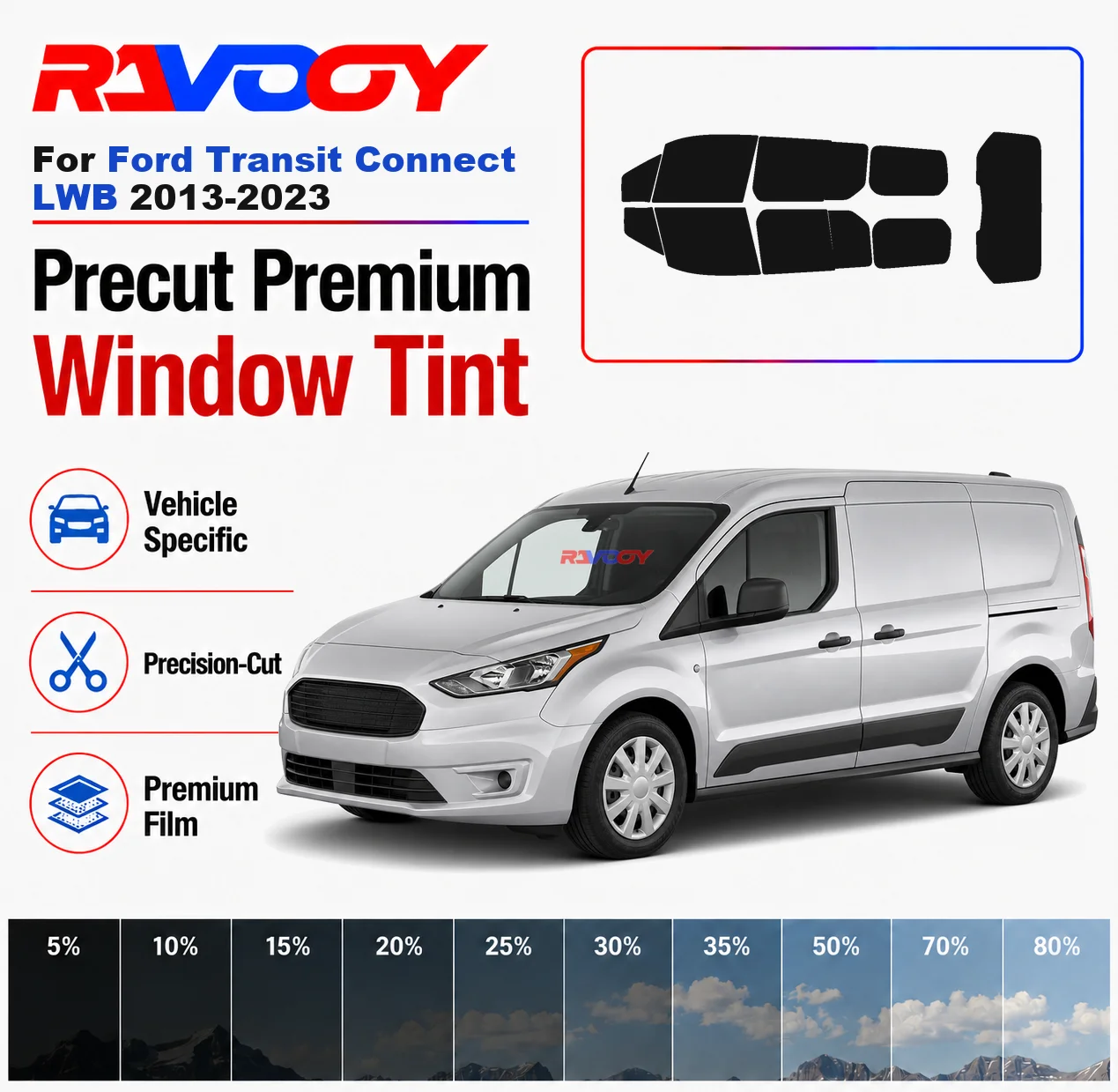 premium-precut-window-tint-kit-front-rear-windows-rear-windshield-for-ford-transit-connect-lwb-2013-2023-nano-ceramic-film