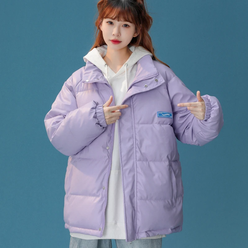 

Winter new disposable cotton clothes Harajuku style parka stand collar thickened loose ladies street style winter jacket coat