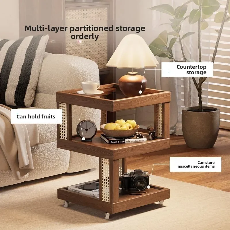 Gabinete de almacenamiento lateral pequeño para dormitorio, mesa de centro lateral para sofá extraíble para el hogar