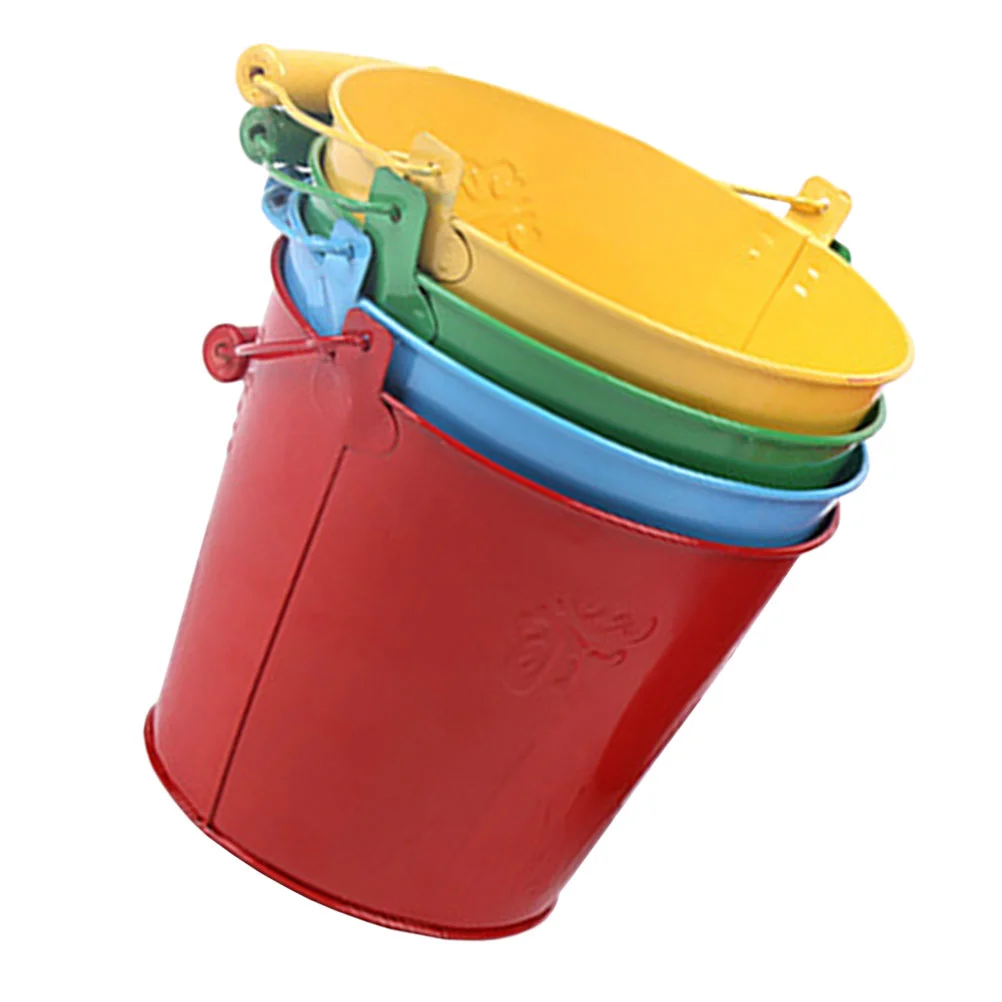 4 Pcs Beach Bucket Iron Toy Mini Toys Children Plaything Teaching Tool Kids Sand Buckets for Water Playthings Food