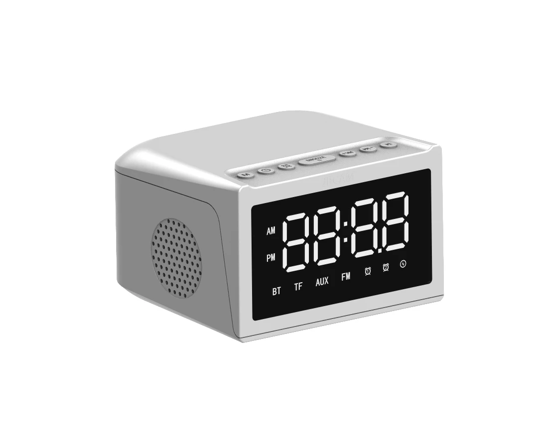 New HF18 Wireless Charging Speaker FM Radio LED Display Alarm Clock Multifunction Digital Alarm Clock Bluetooth Speaker 3 in 1