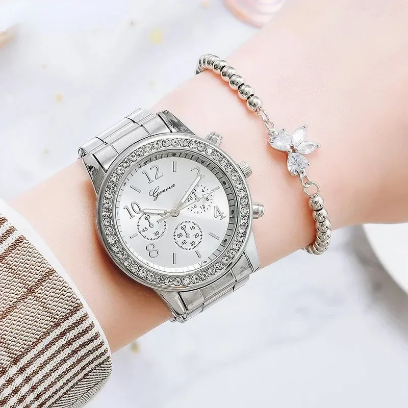 Women's Watch Stain Steel Strap Women Quartz Watches Waterproof Rhinestone Gold Watch Retro Ladies Bracelet Wristwatch