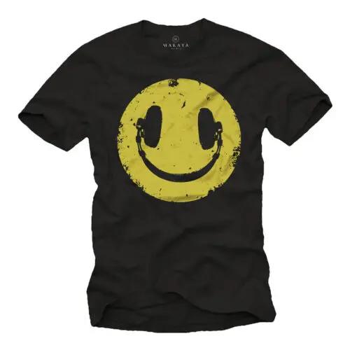 

Cooles Smile DJ Herren T-Shirt mit KOPFHÖRER - Männer Electro House Musik Shirt