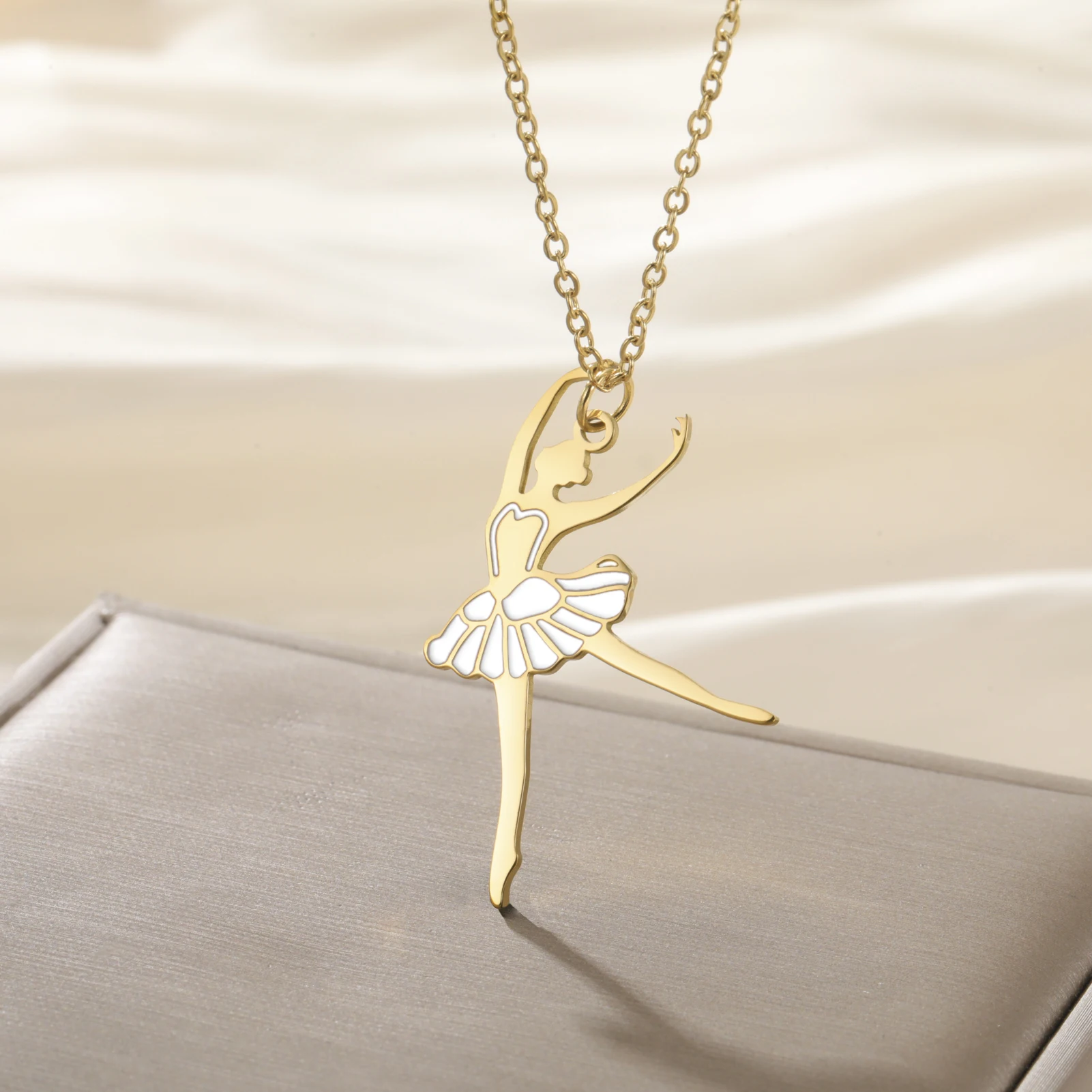 COOLTIME Gymnastik Anhänger Halskette für Frauen Edelstahl Mode Sport Ballett Tänzerin Halskette Turnerin Schmuck Neue – Detail 12