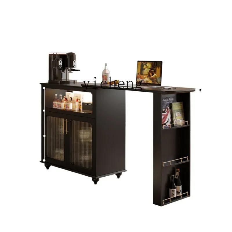 TQH retro retractable bar counter sofa side living room multi-functional partition cabinet medieval small apartment bar counter