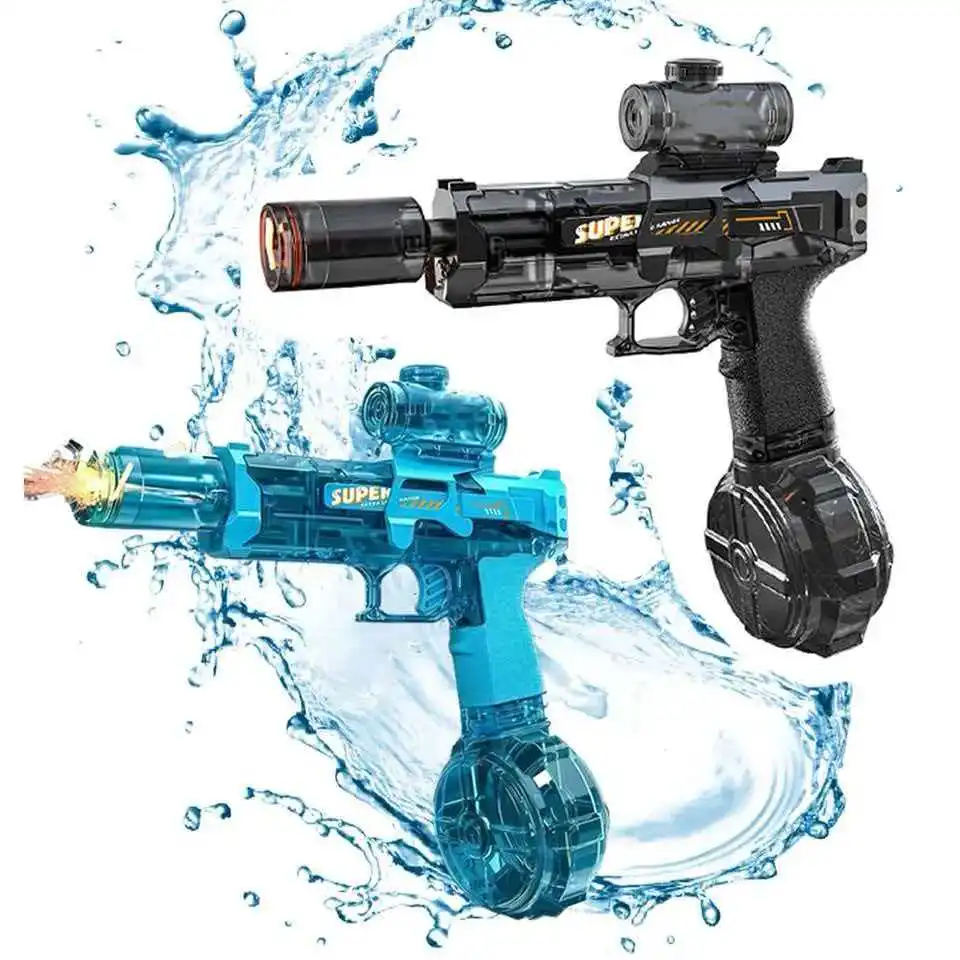 New Electric Water Gun With Light Sprays Flame Effect High-speed Powerful Shooting Toy Outdoor Beach Swimming Pool Shooting Game