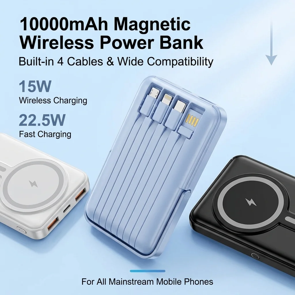 PURFIELD Magnetic Wireless Power Bank 10000mAh 22.5W Fast Charging For iPhone 16 15 Pro Max Samsung Smartphones Mobile Phones