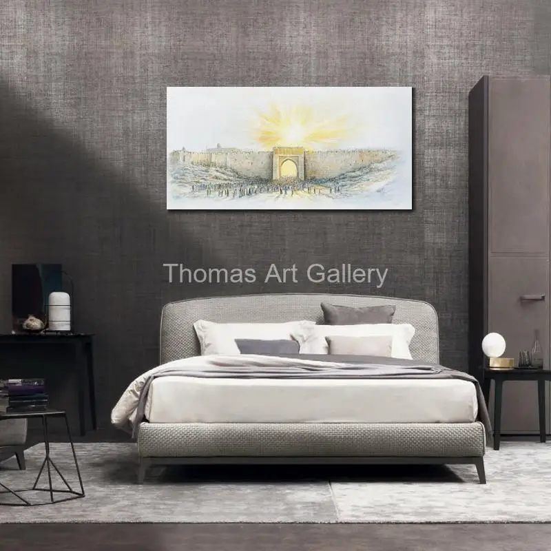 مخصص قماش يطبع جدار صورة القدس المدينة القديمة معبد اللوحة المطبوعة الملصقات المشهد اليهودي الفني غرفة الجلوس ديكور #2