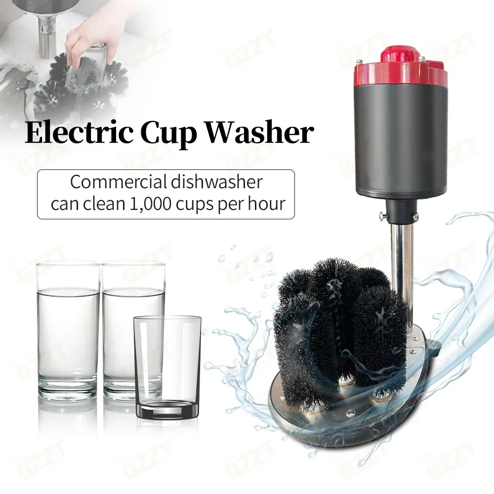Commercial Tabletop Hotel Milk Tea Shop Glass Washer Electric Automatic Cup Cleaner Cup Wash Machine Brush Bar Glass Washer