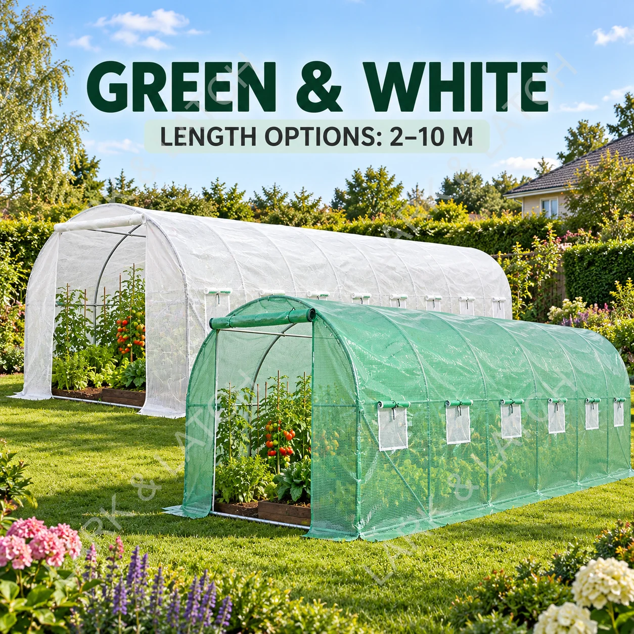 Walk-In Greenhouse Replacement Cover PE Mesh Waterproof Outdoor Garden Tunnel Plant Hot House Protection Grow Tent (No Frame)