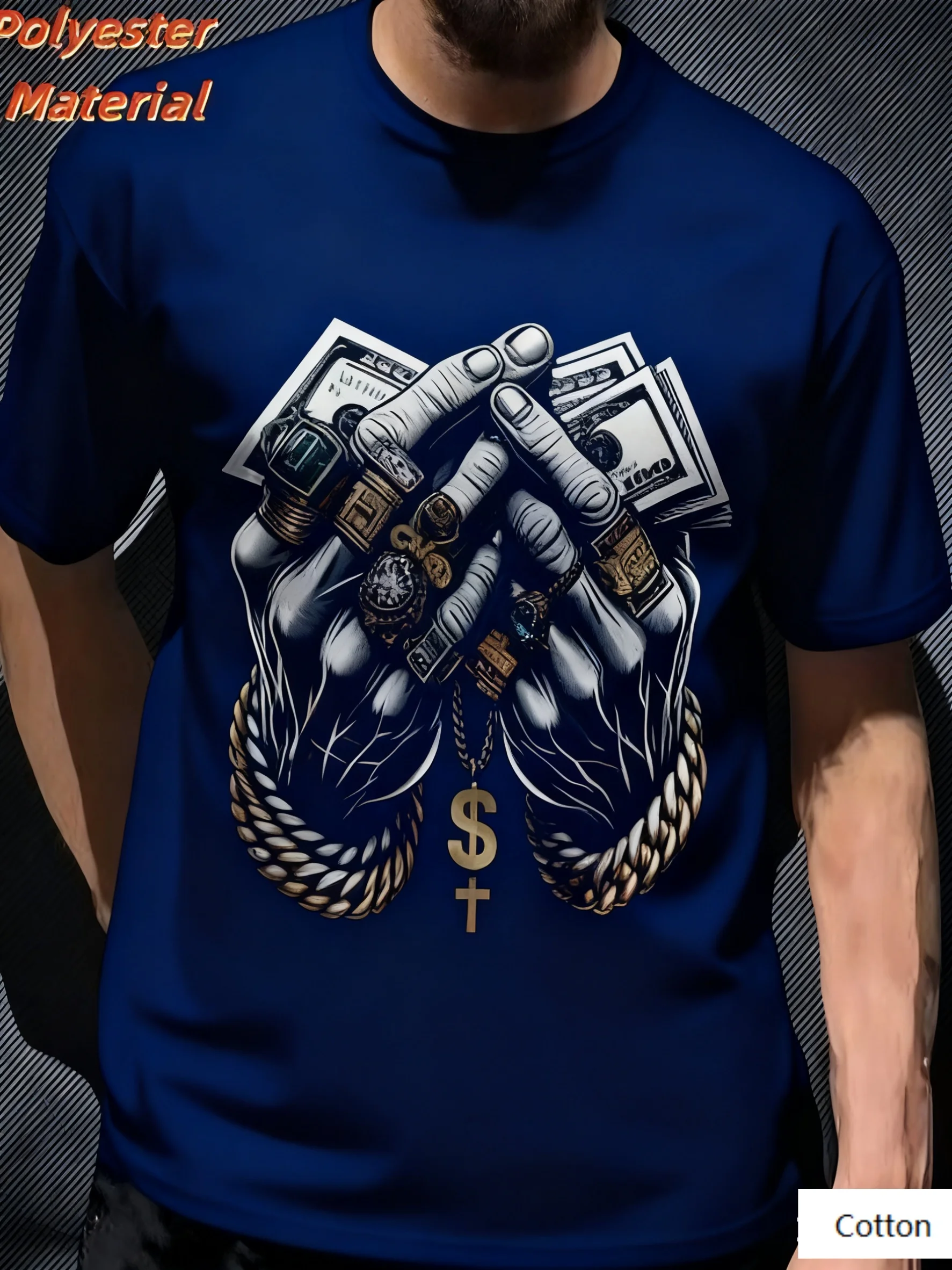 تي شيرت برقبة دائرية مع شارع - ثروة - تي شيرت مستوحى من الجرافيك للجنسين بأكمام قصيرة تي شيرت جرافيك عالي الجودة Y2k Tee #4