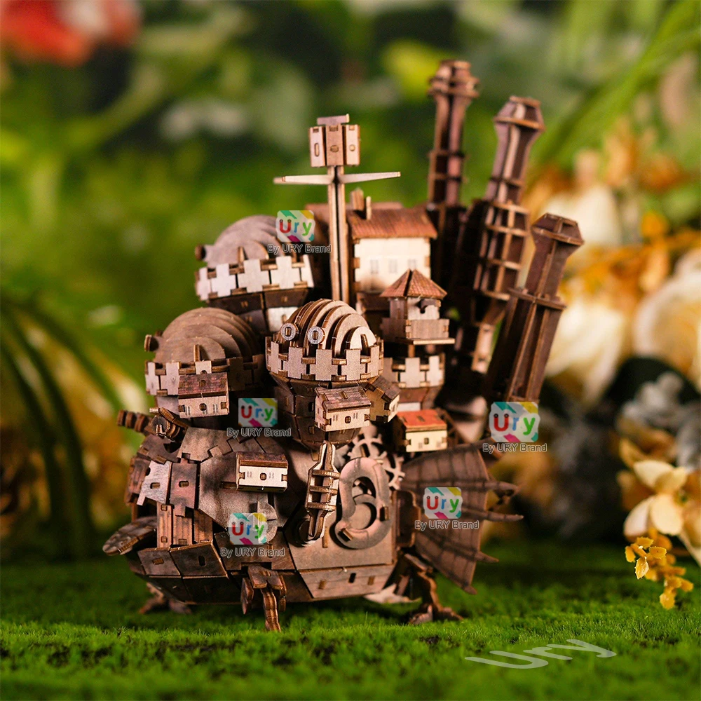 URY Puzzle in legno 3D Creativo Castello magico in acciaio Serie di film a tema Giocattolo fai da te Decorazione domestica Kit modello Decorazione Regali per adulti