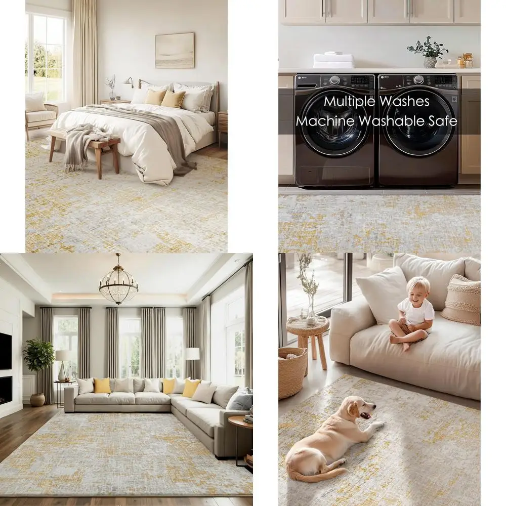 

Моющийся коврик 5x7 с нескользящей подложкой для гостиной, спальни и столовой — устойчивый к выцветанию, не выцветает Mo