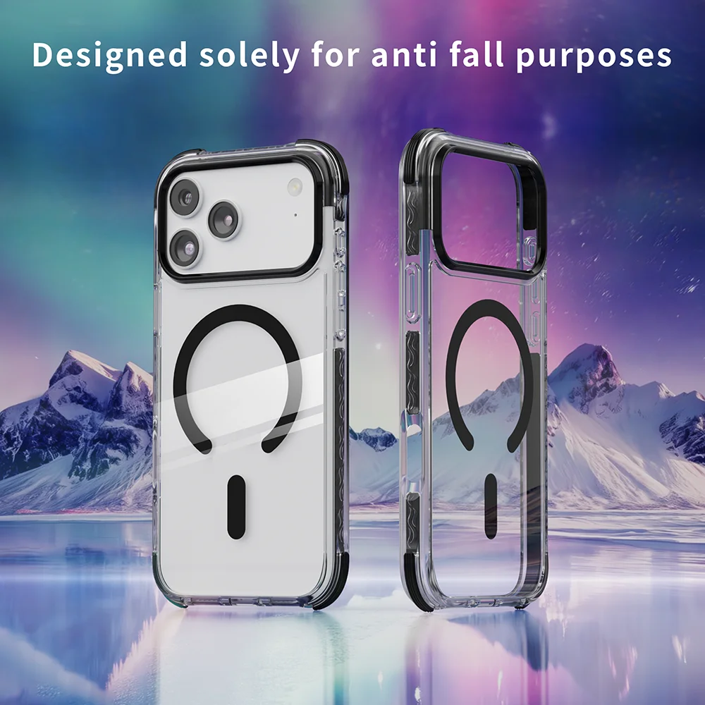 Simple and stylish mobile phone case tpe is suitable for Apple iphone17promax high breathable 17 airbag anti-drop magnetic case.