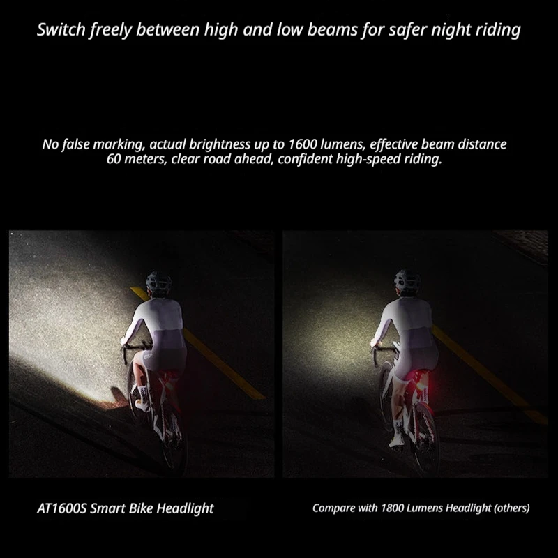 Magene AT1200 S AT1600 S Smart Bike Headlight Road Mountain Bike Front Light Night Riding Cycling Lamp view 4