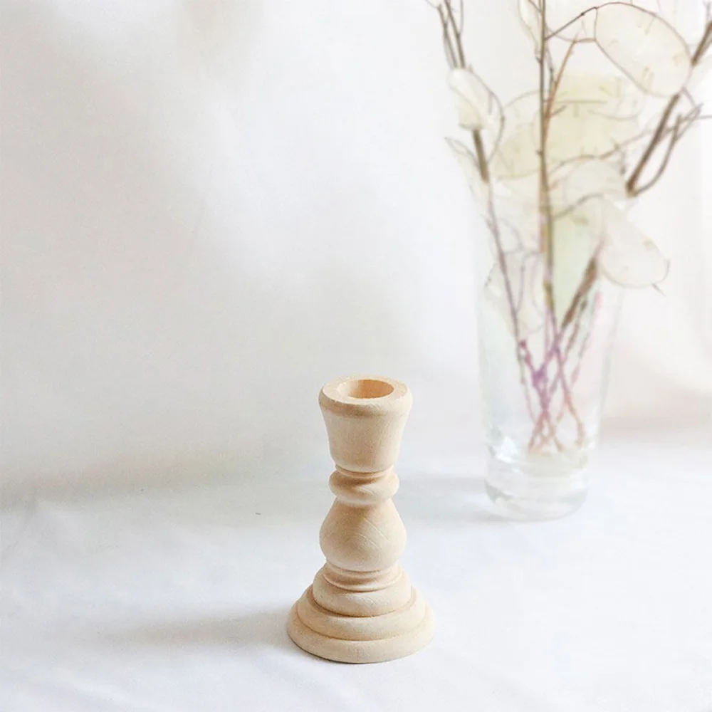 

Craft Nordic Retro Vintage Wood Table Candle Holder Wooden Pillar Candlestick Holder Wedding Decoration