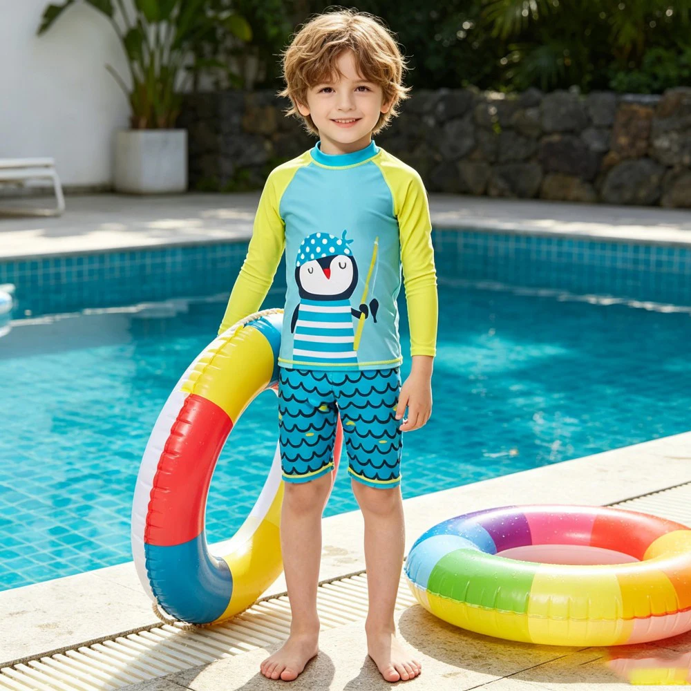 2026 Boys Swimsuits Kids Long Sleeve Sunsuit Children Animal Print Swimwear Girls 2pcs Bathing Suit Toddler Pool Swimming Suit