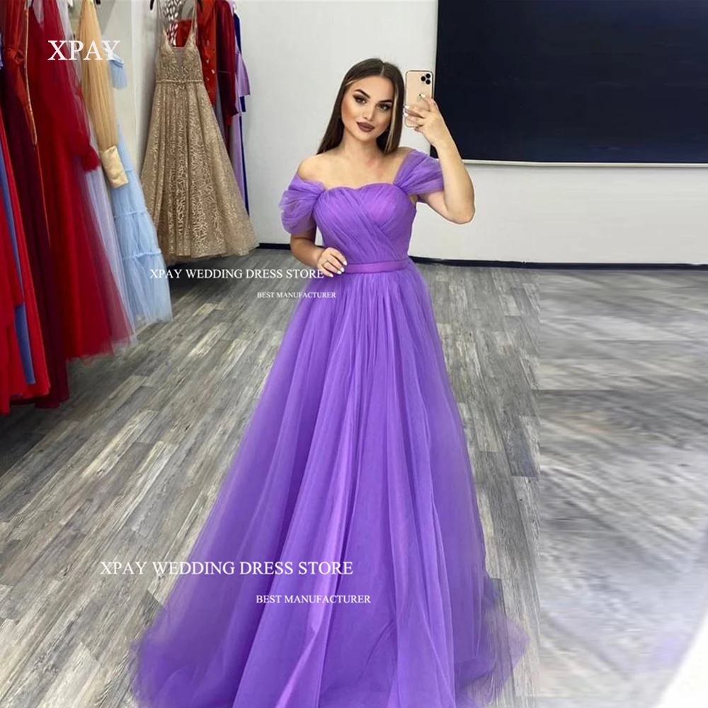 XPAY New Classic A-Line Dubai Arabia Women Evening Dresses Off The Shoulder Floor Length Prom Gowns Lady Formal Party Dress