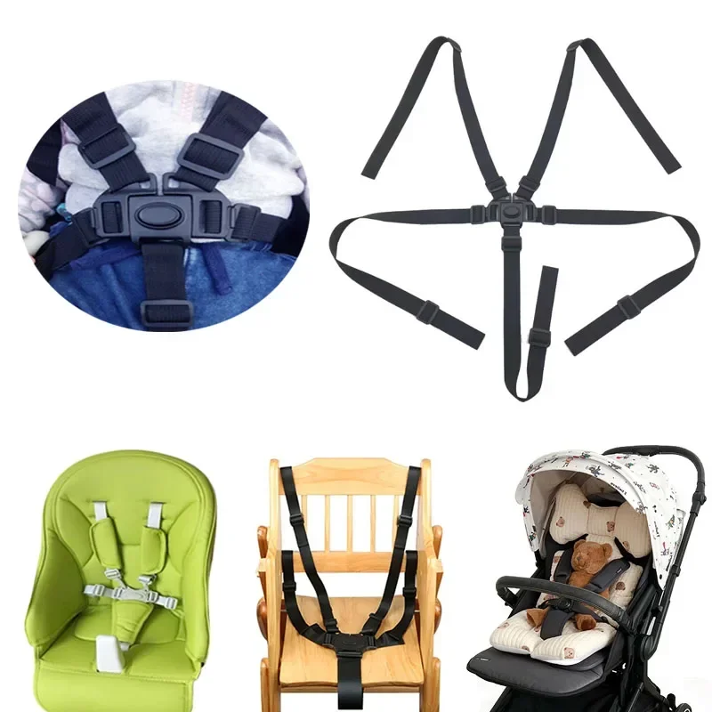 Arnés Universal de 5 puntos para silla alta de bebé, cinturón de seguridad para cochecito, cochecito, silla de comedor para niños