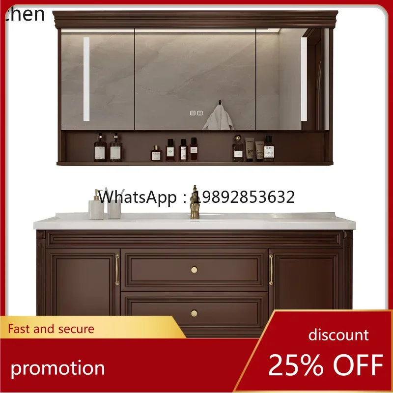 

YFY oak bathroom cabinet combination ceramic integrated basin smart mirror bathroom cabinet floor-to-ceiling washbasin