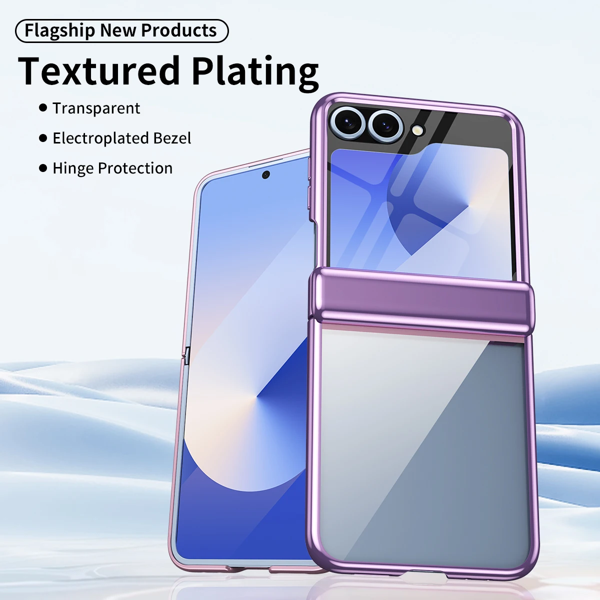 

Fashion Electroplate Fold Transparent Phone Case For Samsung Z Flip 5 4 3 Flip 6 Clear Soft TPU Shockproof Bumper Back Cover