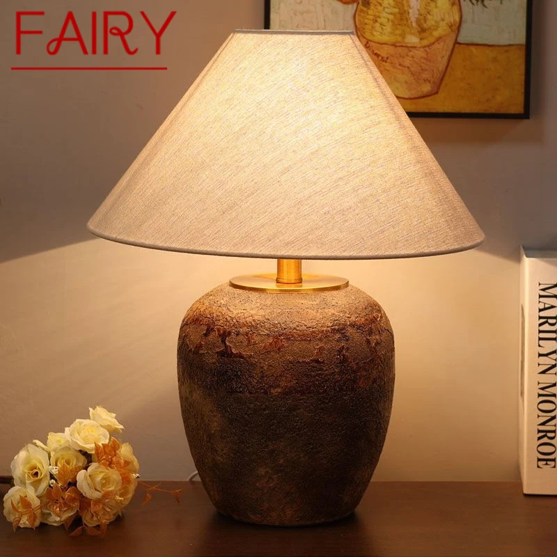 

FAIRY Nordic Ceramic Table Lamp Modern Art Living Room Bedroom Study Villa LED Originality Desk Light