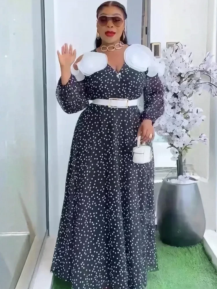 

Elegant African Dresses For Women Dashiki Summer Autumn Maxi Dress Ladies Traditional African Clothing Fairy Long Dress
