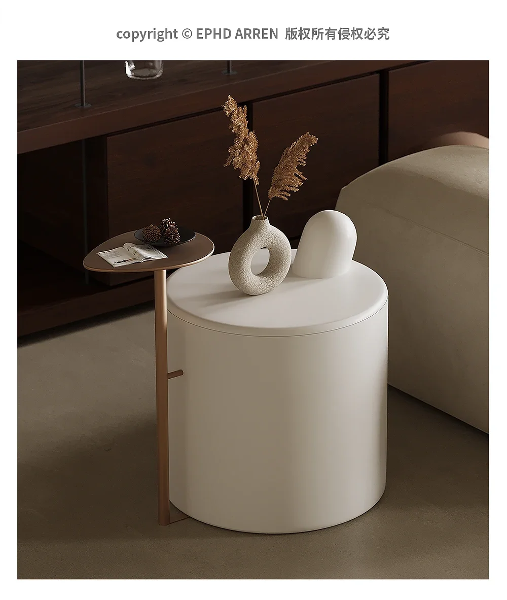 طاولة جانبية للأريكة الفاخرة الخفيفة على الطراز الإيطالي، طاولة زاوية حديثة وبسيطة ومبتكرة، طاولة مستديرة للرياح الصامتة، إحساس عالي #5