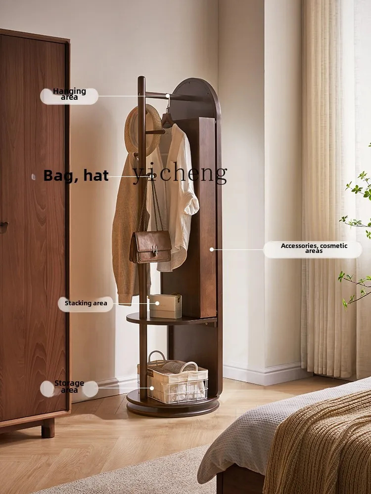 YFY  all solid wood bedroom full-length mirror floor-to-ceiling full-body makeup storage mirror dresser hanging hanger