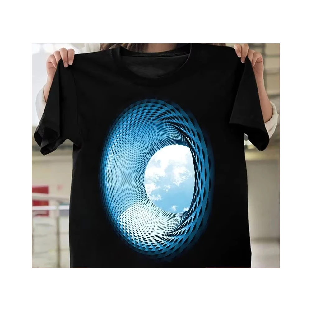 

Fashion Men's T-shirt Optical Illusion Series Pattern Men Cotton Tshirt Print Women T-Shirt Oversized Y2K Men's Clothing Tshirt