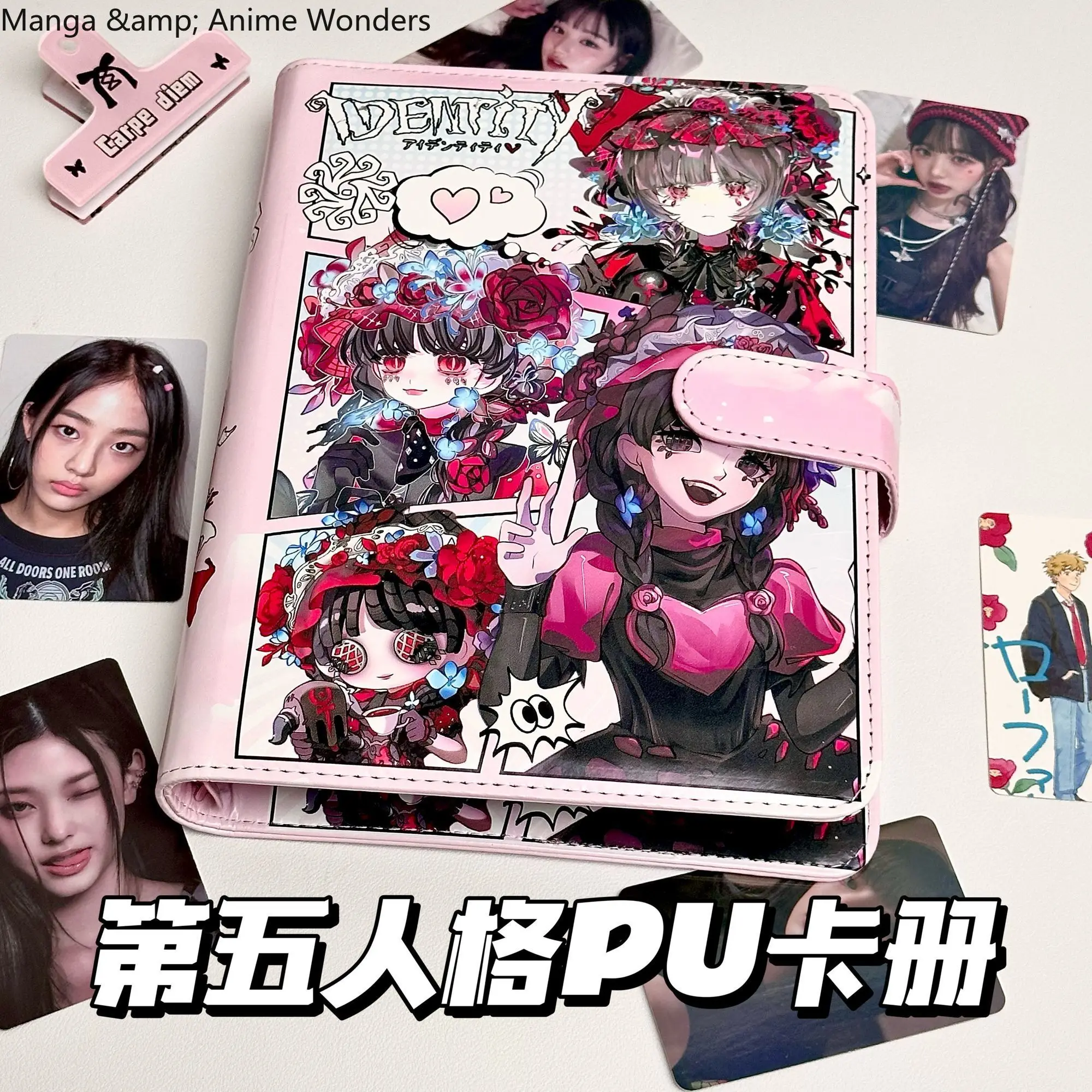 

Game Anime Identity Ⅴ PU Card Book Cartoon Magnetic Flip Cover Storage Book Cosplay Cute Birthday Gift