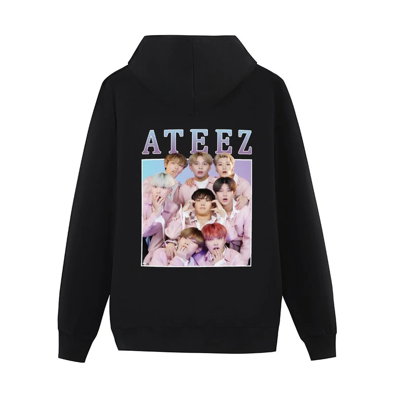 ATEEZ لطيف خمر ريترو Kpop الفرقة نمط 90s هوديي الرجال الملابس الملابس الجمالية الكورية نمط الملابس الخريف المتضخم هوديي