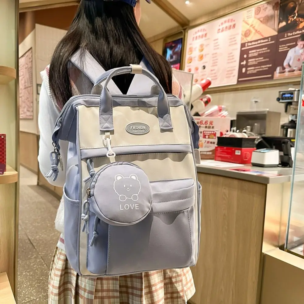 

Casual Casual Student Schoolbag Large Capacity Solid Color Korean Style School Bag Simple Waterproof Travel Backpack Children
