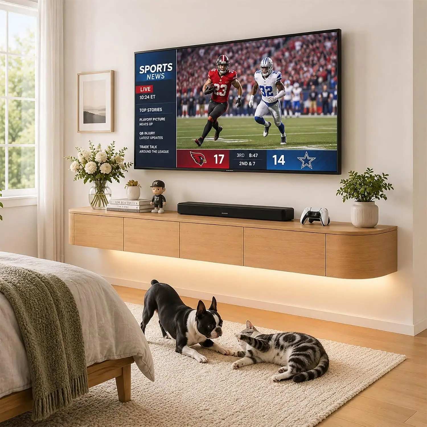 Floating TV Stand With LED Light For 55-98