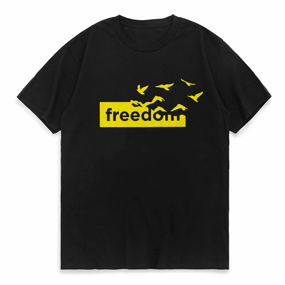 

Men's The Freedom Letter Printed T-Shirt Cotton Oversized Funny Graphic Tees for Men Women Summer Tops