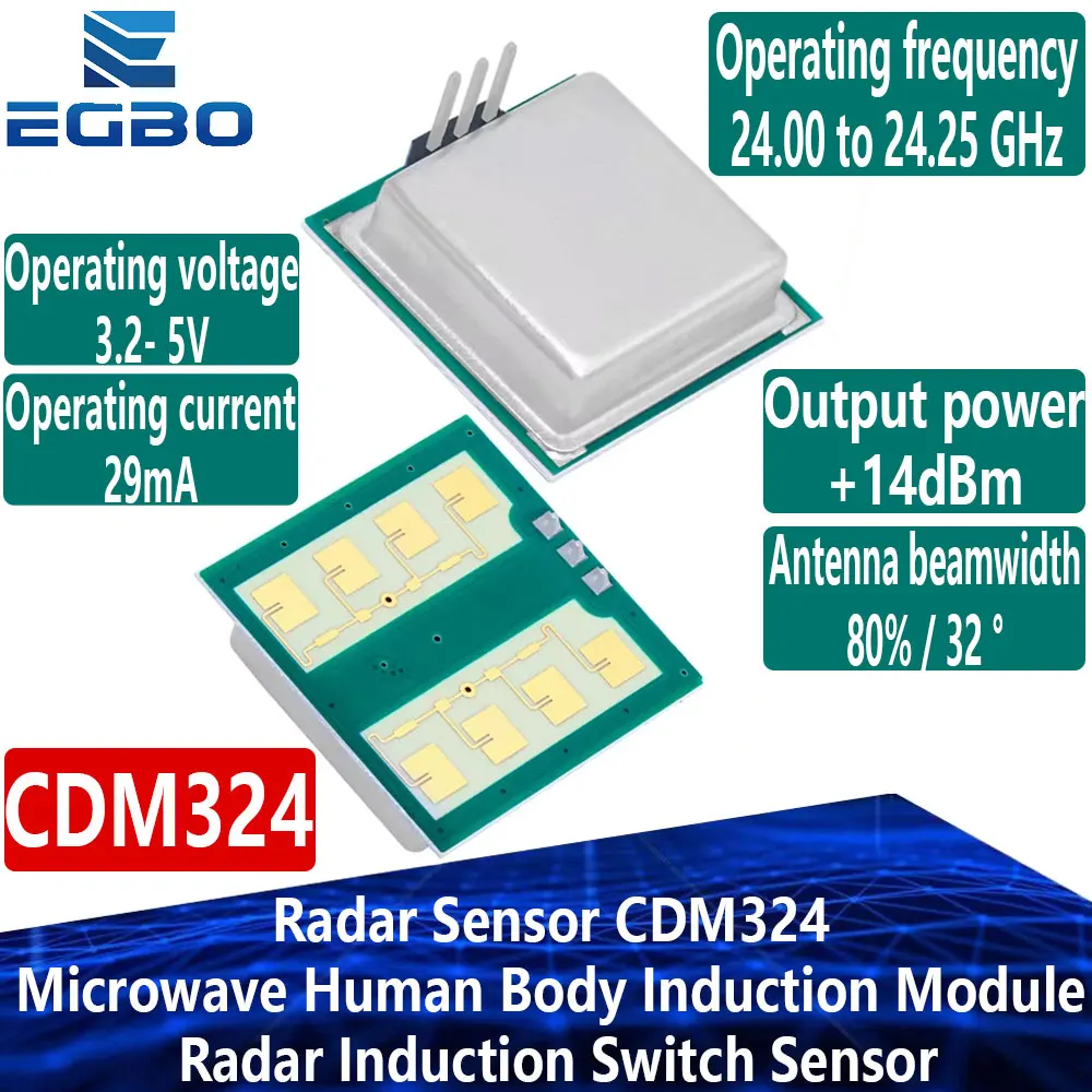 Radar Sensor CDM324 Microwave Human Body Induction Module 24G 24.125g Radar Induction Switch Sensor