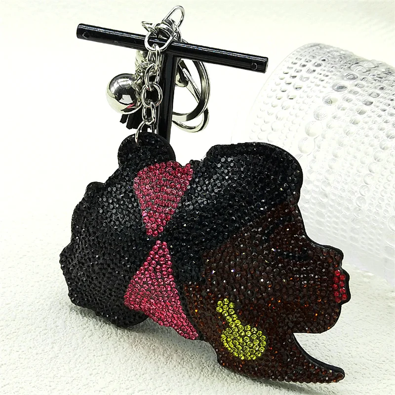

Fashion Pop Music Black Women Keychains Men Pink Bowknot Rhinestone Tassels Bag Hanging Charm Keychain Jewelry Gifts chaveiro