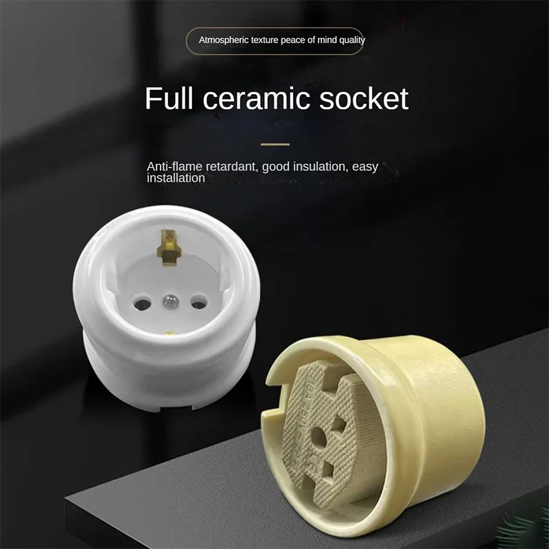

High quality ceramic retro pull switch socket full copper rod wall lamp switch socket 111V~240V