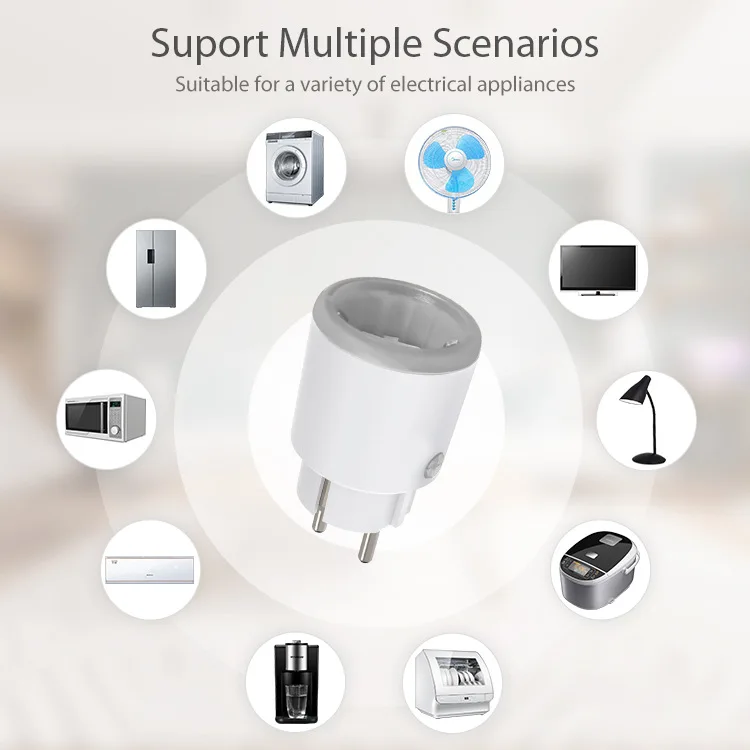 Matter Wifi Smart Socket 16A EU / French Smart Plug Use Tuya App with Power Monitoring Works with Homekit Alexa Echo Google