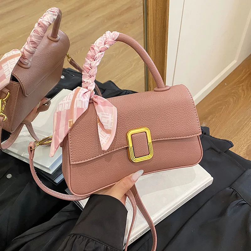 

Квадратная сумка-шарф 2025 года, нишевая женская сумка с верхней ручкой, винтажная сумка через плечо, минималистичная сумка «день-ночь», текстурированная