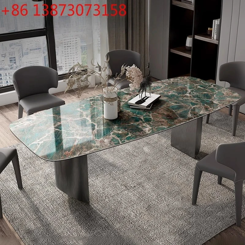 Base Black Design Table Natural Nordic European Rectangular Modern Dining Table Luxury Italian Mesas De Restaurante Furniture
