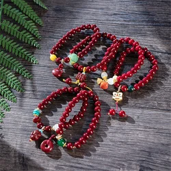 Chinese Imitation Cinnabar Red Lucky Bracelets For Women Pixiu Gourd Elephant Lotus Wealth Good Luck Bracelet Buddhist Jewelry