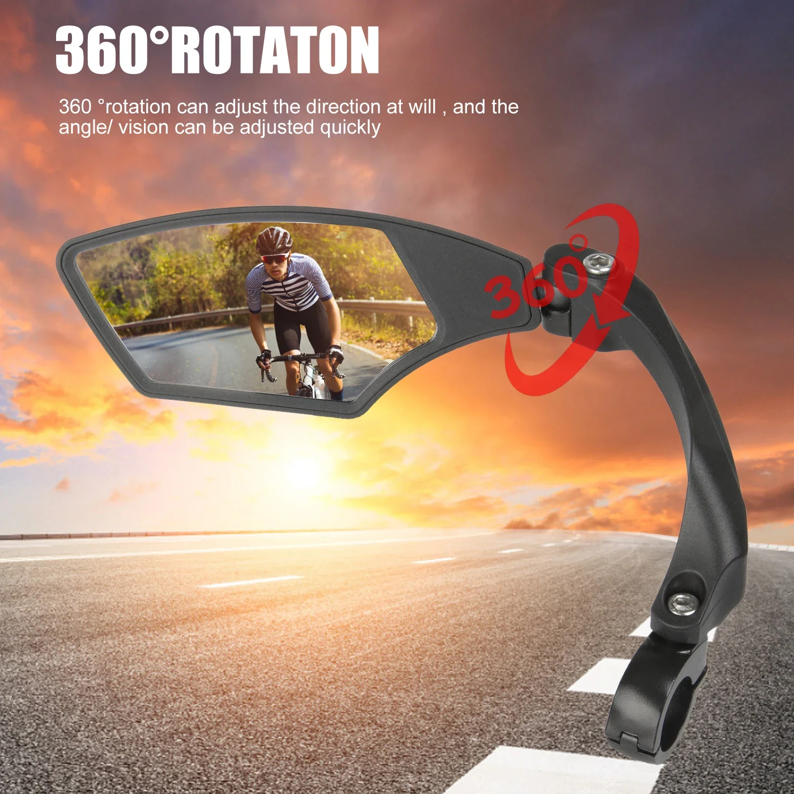 Ciclismo ampla gama espelho retrovisor da bicicleta rotação 360 guiador espelho hd lente de vidro claro ampla gama refletor