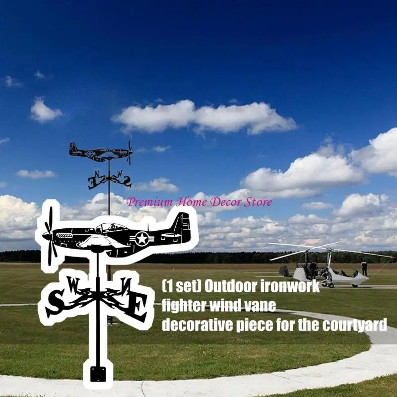 Retros Fighter Wind Direction Indicators Metal Weathervane For Outdoor Garden Barn Gazebo Decoration JOMD view 5