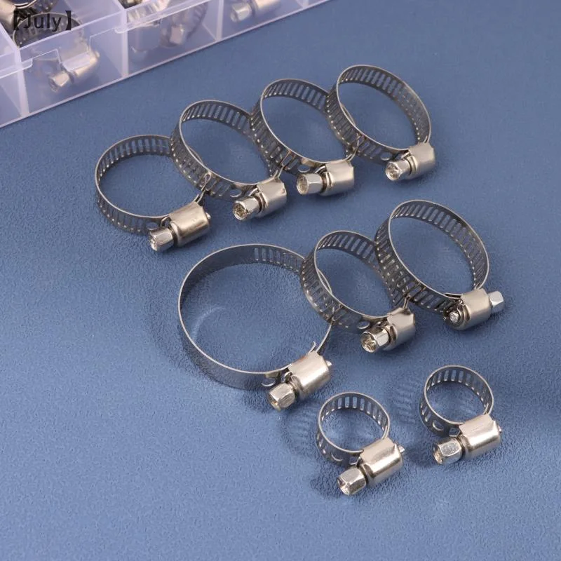 Hose Clamps Set Stainless Steel Adjustable Worm Gear Screw Band Hose Clamp For Pipe Fuel Tube Faucet Fasteners Assortment Kit