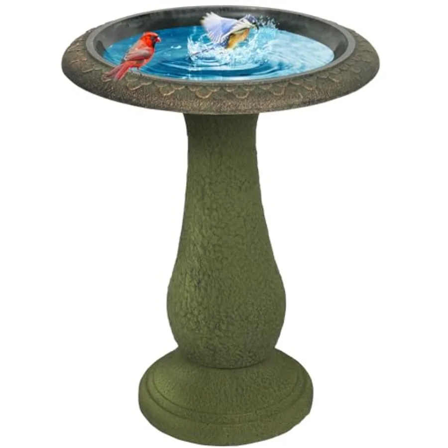 

Solution4Patio Fiberclay Outdoor Bird Bath, Weather-Resistant Garden Decor with Non-Slip Basin, Durable Marble-Look Bird Baths