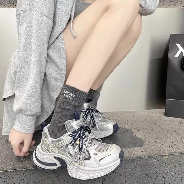 

Women's Sport Shoes Fringe Laced Knot Tassel Breathable Leather Dad Shoes Casual Fashion Low Top round Toe Rubber Outsole
